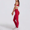 JIA Color-Block V-Neck Halter Yoga Bra & Leggings Set QY6534