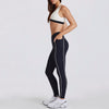 JIA Color-Block V-Neck Halter Yoga Bra & Leggings Set QY6534