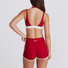 JIA Color-Block V-Neck Halter Yoga Bra & Shorts Set QY6534