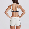 JIA Color-Block V-Neck Halter Yoga Bra & Shorts Set QY6534