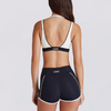 JIA Color-Block V-Neck Halter Yoga Bra & Shorts Set QY6534