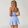JIA Athletic Backless Halter Crop Top Tennis Skirts Set ZC3030