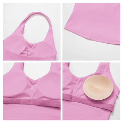 JIA Athletic Backless Halter Crop Top Tennis Skirts Set ZC3030
