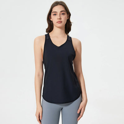 Breathable Mesh Yoga Clothes Workout Tank Tops-black
