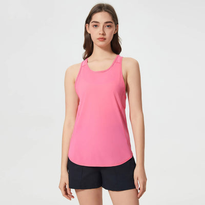 Breathable Mesh Yoga Clothes Workout Tank Tops-french pink