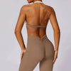Color Block Backless Sexy Halter Sports Bra -back