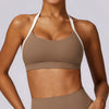 Color Block Backless Sexy Halter Sports Bra  