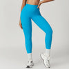 High Waist Scrunch Butt Leggings V Cut Workout Yoga Pants with Pockets-azure