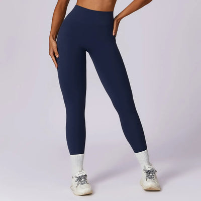 High Waist Scrunch Butt Leggings V Cut Workout Yoga Pants with Pockets-navy