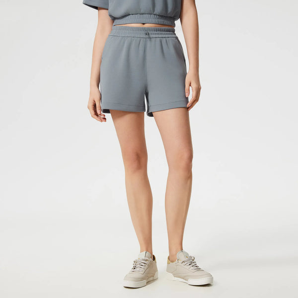 High Waist Workout Casual Lounge Sweat Shorts-bluish gray