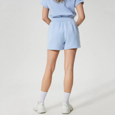 High Waist Workout Casual Lounge Sweat Shorts-light blue back