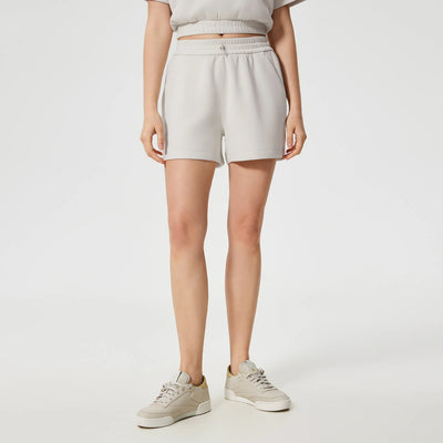 High Waist Workout Casual Lounge Sweat Shorts-lvory