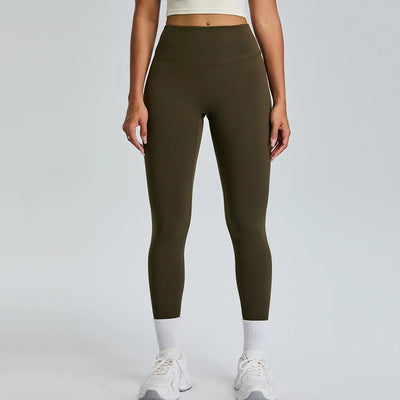 High WaistedButt Lifting Gym Yoga Leggings -Brown green