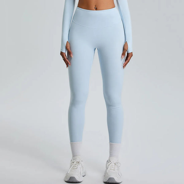 High Waisted  Butt Lifting Gym Yoga Leggings -Ice blue