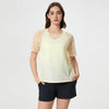 Ice Feeling Mesh Fake Two Piece Yoga T-Shirts-light yellow