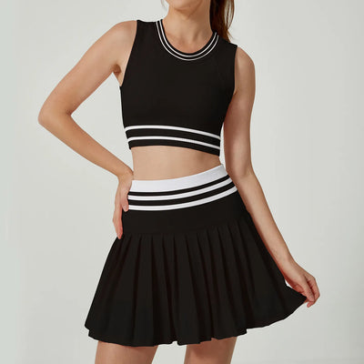 JIA 2 Piece Classic Tennis Workout Outfits -black