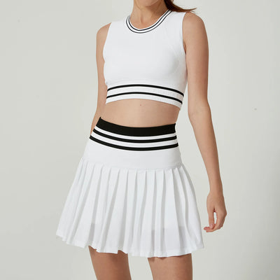 JIA 2 Piece Classic Tennis Workout Outfits -white