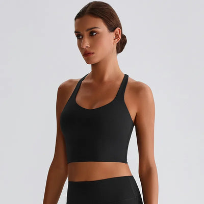 JIA Athletic Tank Tops with Cross Back-black