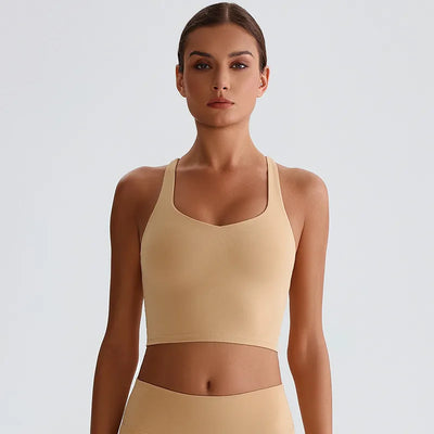 JIA Athletic Tank Tops with Cross Back padded sports bra