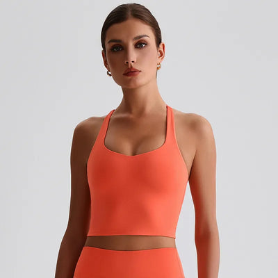 JIA Athletic Tank Tops with Cross Back padded sports bra yoga tank tops