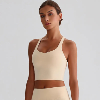 JIA Athletic Tank Tops with Cross Back padded sports bras yoga tank top for women