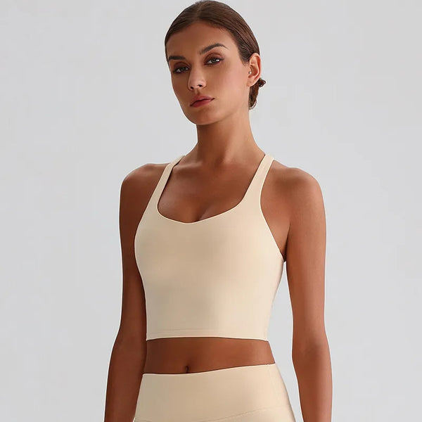 JIA Athletic Tank Tops with Cross Back padded sports bras yoga tank top for women