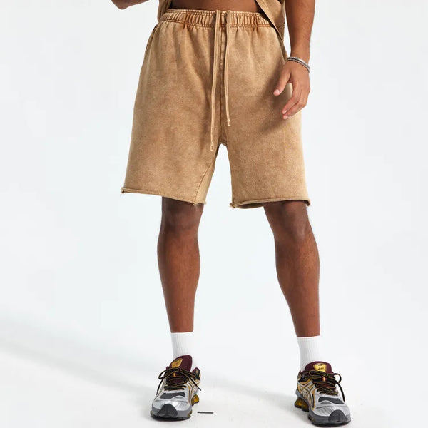 JIA Batik Washed Athletic Shorts for Men wholesale gym shorts cotton shorts