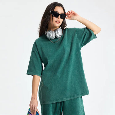 JIA Batik Washed Casual Short-Sleeved T Shirts 