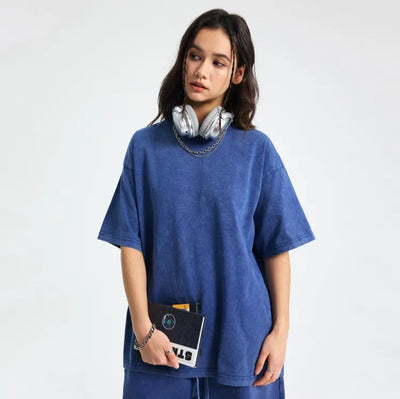 JIA Batik Washed Casual Short-Sleeved T Shirts 