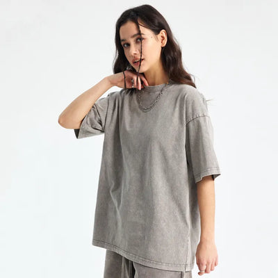JIA Batik Washed Casual Short-Sleeved T Shirts 