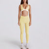 JIA Color-Block V-Neck Halter Yoga Bra & Leggings Set 