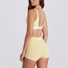 JIA Color-Block V-Neck Halter Yoga Bra & Shorts Set 