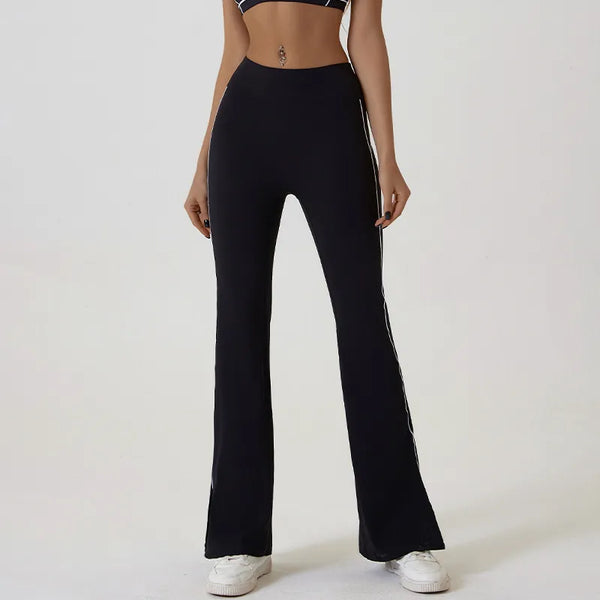 JIA Contrast Color Split Flared Yoga Pants