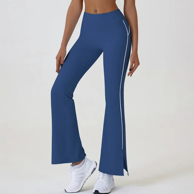 JIA Contrast Color Split Flared Yoga Pants