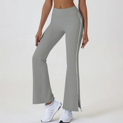 JIA Contrast Color Split Flared Yoga Pants