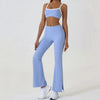 JIA Contrast Color Split Flared Yoga Pants