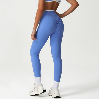 JIA Contrast Colors Crossover Waist Yoga Pants