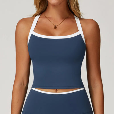 JIA Contrastring Color Yoga Tank Tops with Pads for women