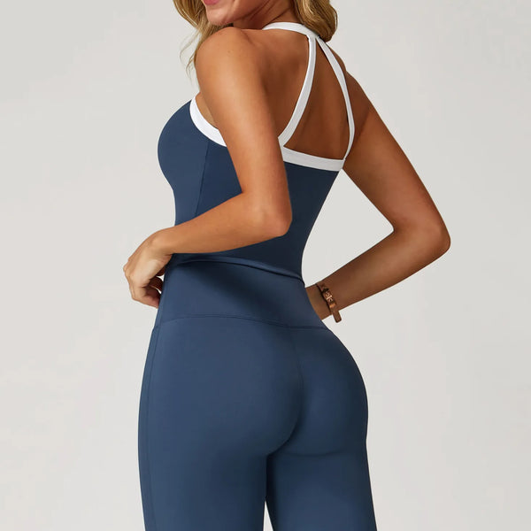 JIA Contrastring Colors Yoga Tank Tops with Pads for women fitness clothing