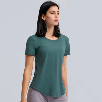 JIA Crew Neck Sports Basic Short Sleeve T Shirts gym wear