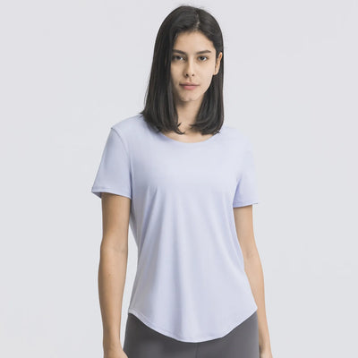 JIA Crew Neck Sports Basic Short Sleeve T Shirts women gym apparel