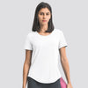 JIA Crew Neck Sports Basic Short Sleeve T Shirts womens gym apparel-white