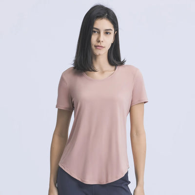 JIA Crew Neck Sports Basic Short Sleeve T Shirts womens gym apparel