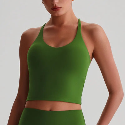 JIA Fitness Tank Top with Hollow Cross Back padded sports bra