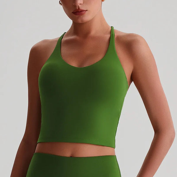 JIA Fitness Tank Top with Hollow Cross Back padded sports bra