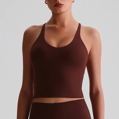 JIA Fitness Tank Top with Hollow Cross Back padded sports bra for women