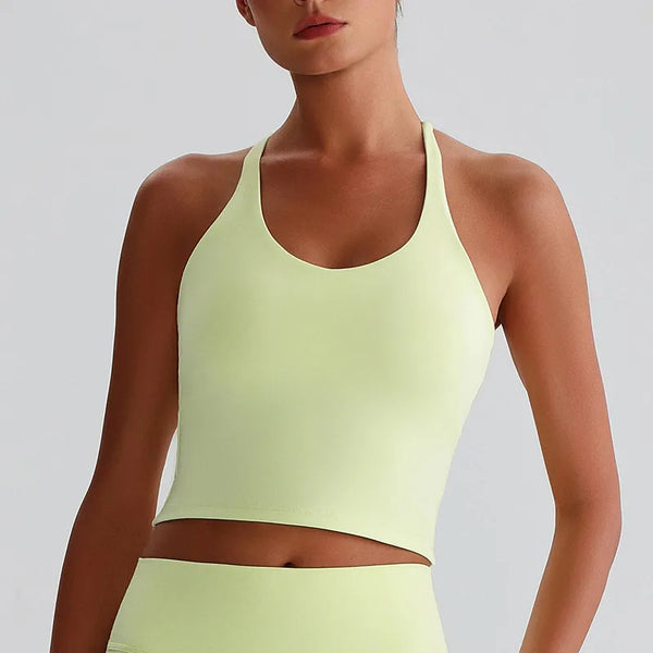 JIA Fitness Tank Top with Hollow Cross Back padded sports bras for women