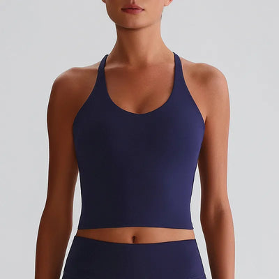 JIA Fitness Tank Top with Hollow Cross Back slim fit tank top medium support padded sports bra