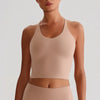 JIA Fitness Tank Top with Hollow Cross Back slim fit tank top padded sports bra