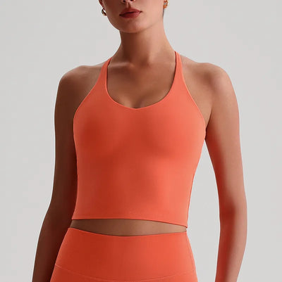 JIA Fitness Tank Top with Hollow Cross Back slim fit tank top padded sports bras 